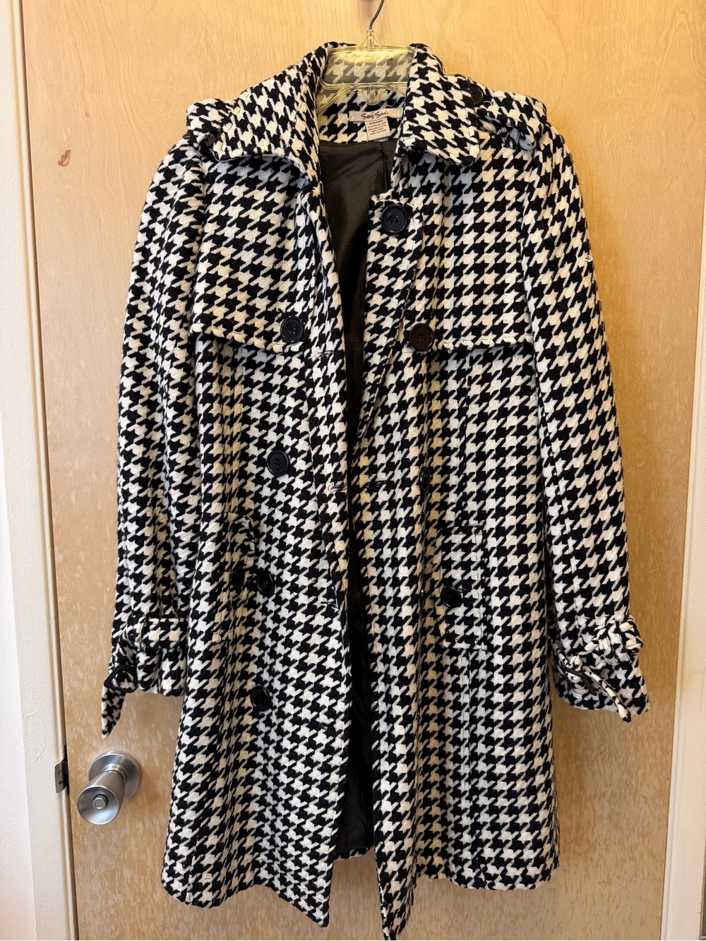 Sans Souci Black & White Houndstooth Pea Coat